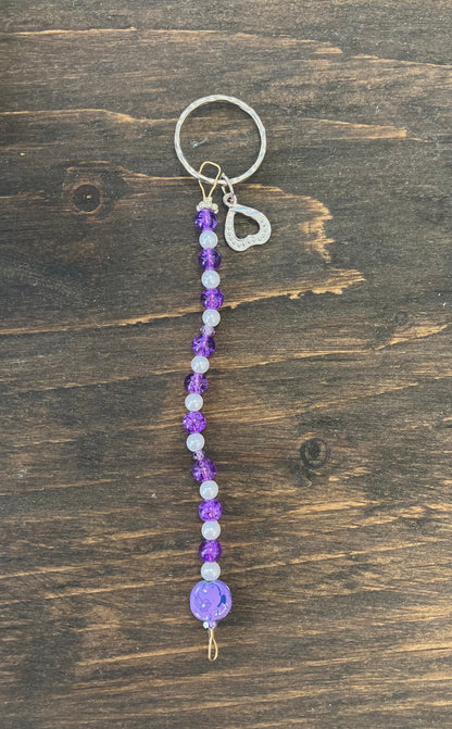Purple Keychain with heart charm